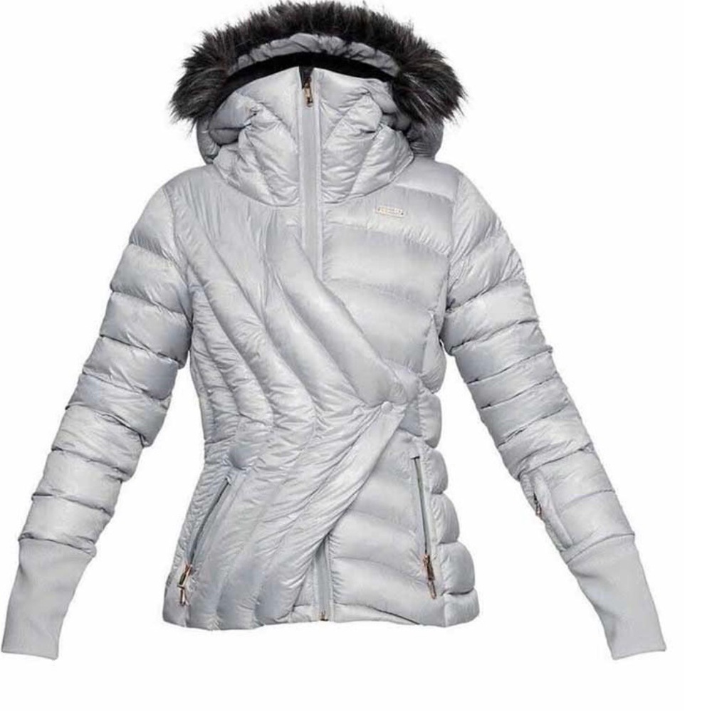 Under Armour Lindsey Vonn Louise Silver Ski Jacket Women’s Small - Picture 3 of 4
